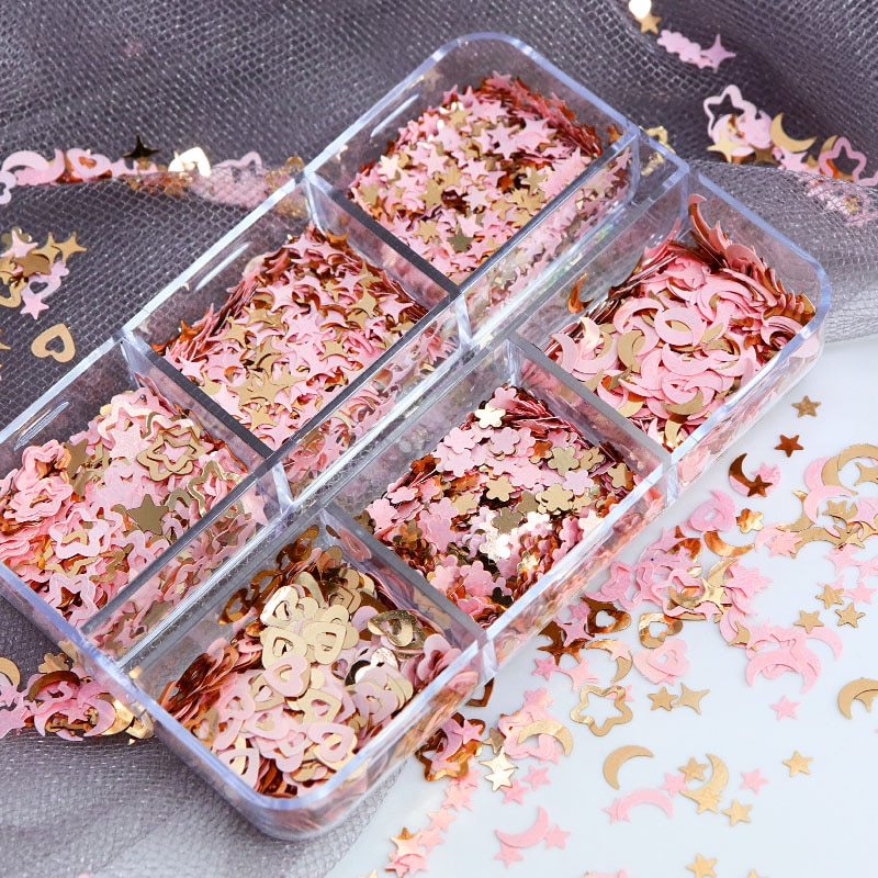 Pink Gold Star Moon Sequins Resin Filler Epoxy Silicone Mold Filling Accessories Cute DIY Craft Nail Art Jewelry Making Supplies