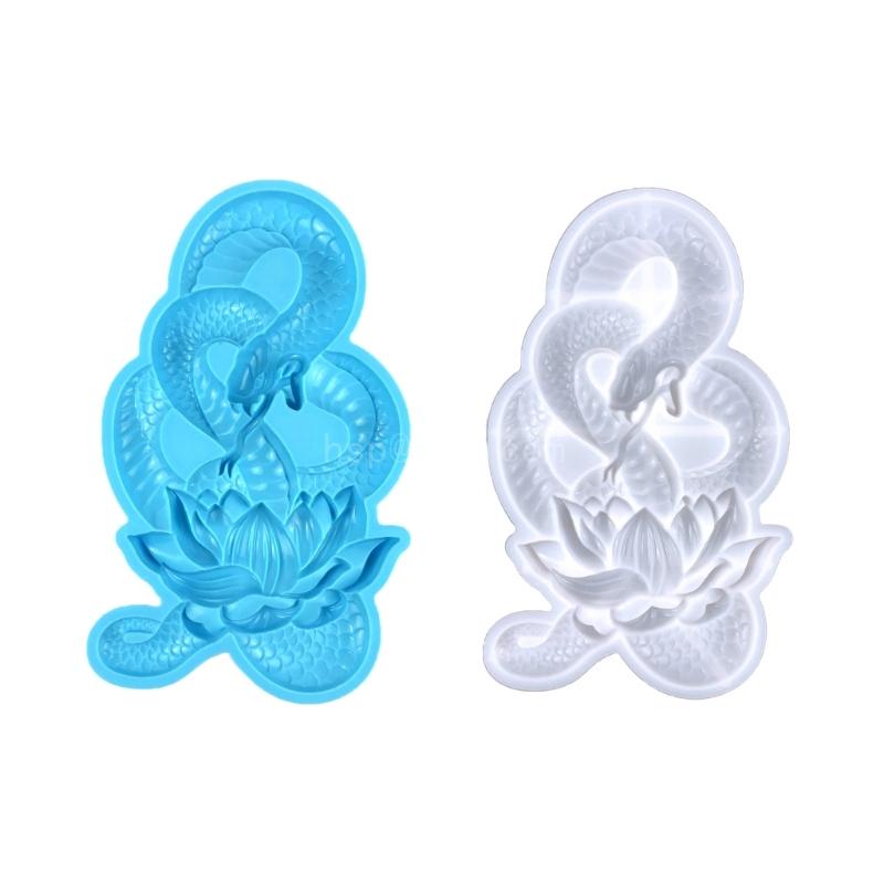 Semi Three-Dimensional Lotuses Snake Silicone Mold Hanging Ornament Crystal Epoxy Resin Mold DIY Wall Desktop Decoration