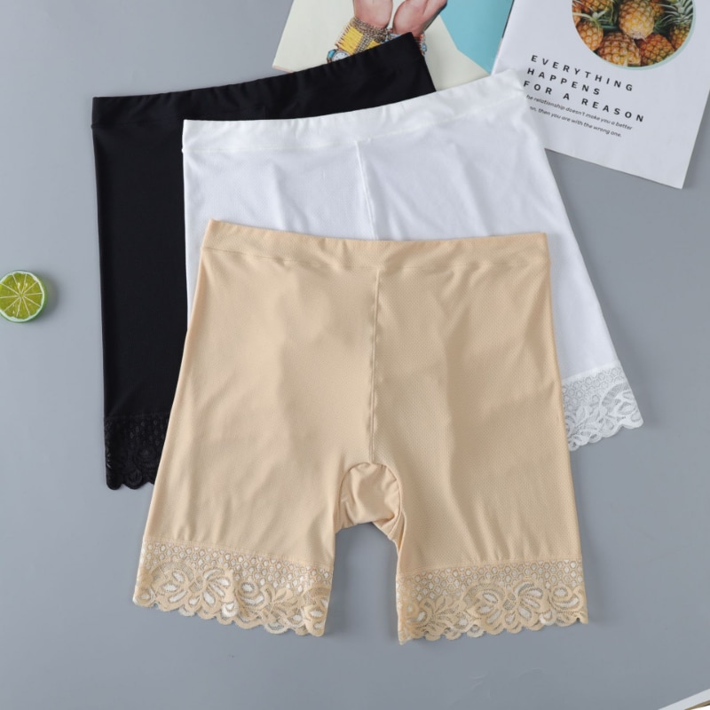 Women's High Waist Stretch Breathable Shorts Briefs Slimming Under Skirt Shorts Female Panties Lace Seamless Safety Short P