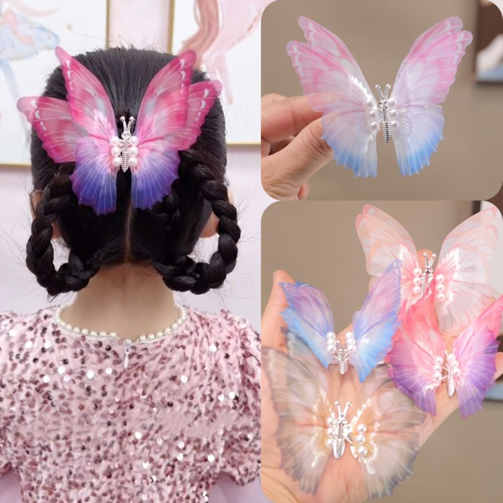 Korean Style Children Fairy Moving Butterfly Hairpin Girl Pearl Ancient Style Hair Clip Baby Hair Accessories