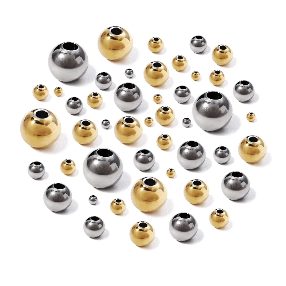 2mm 3mm-10mm Stainless Steel Beads for Jewelry Making Loose Spacer Beads Ball Hole 1.2-5mm for