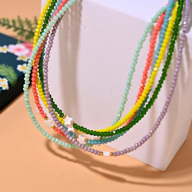 Shell Star Crystal Choker Necklace for Women Fashion Faceted Bead Collares Para Mujer Summer Jewelry