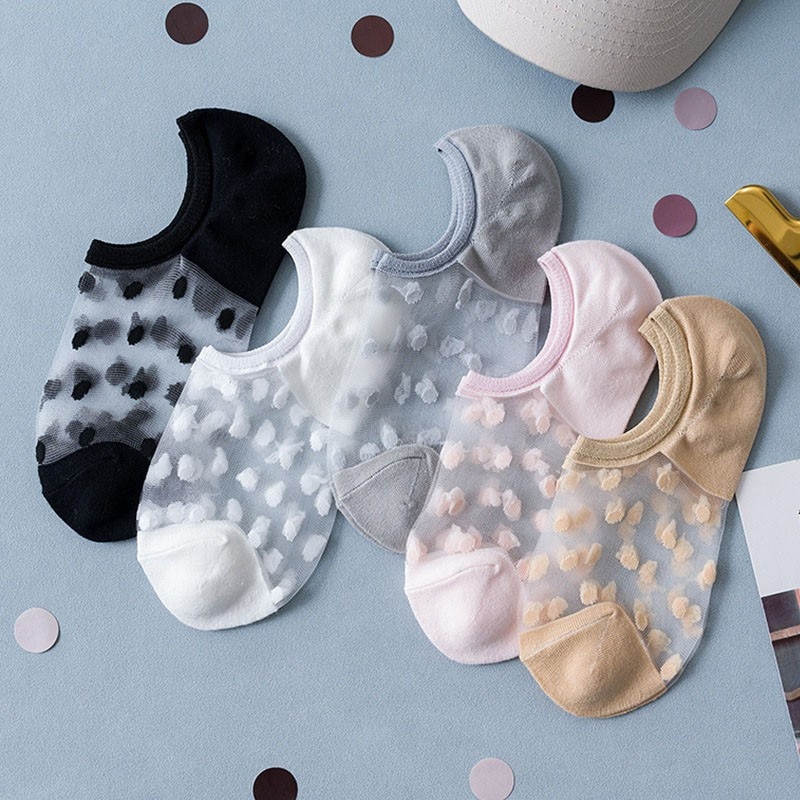 Ankle Socks Woman Hot Selling Simple Trend Dot Sexy Silk Socks Breathable Odor Resistant Mesh Socks Women's No-show Socks B