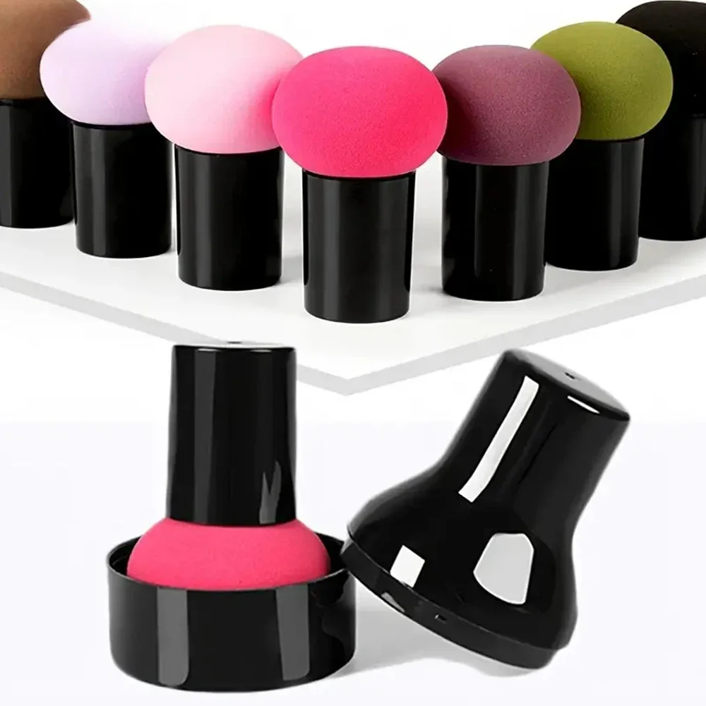 Mushroom Head Makeup Sponge Dry Wet Dual-use Cosmetic Powder Puff with Handle Case Professional