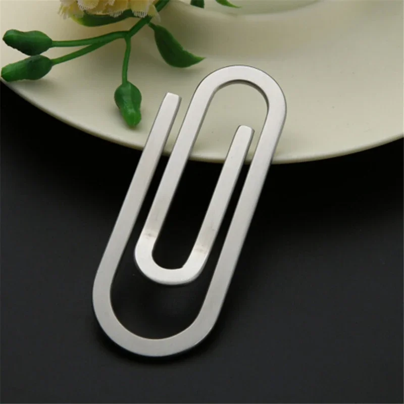 Money Clips Creative Stainless Steel Metal Paper Clip Holder Folder Banknote Hot Sale Clip Silver