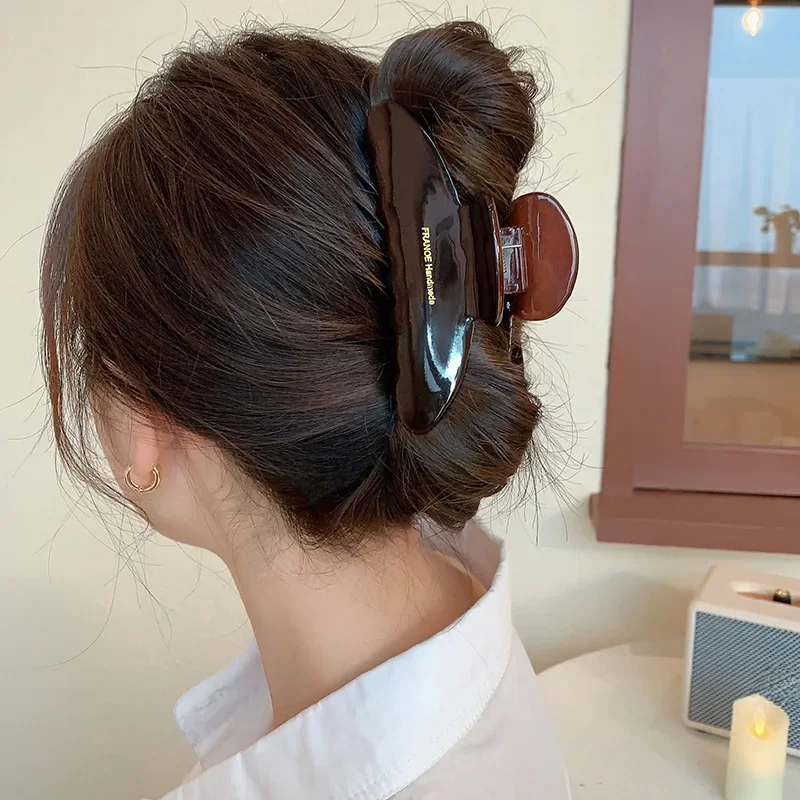 UXSL Retro High Quality Acetate Hair Claw Large Barrettes For Women Elegant Hairpin Shark Clip Lady