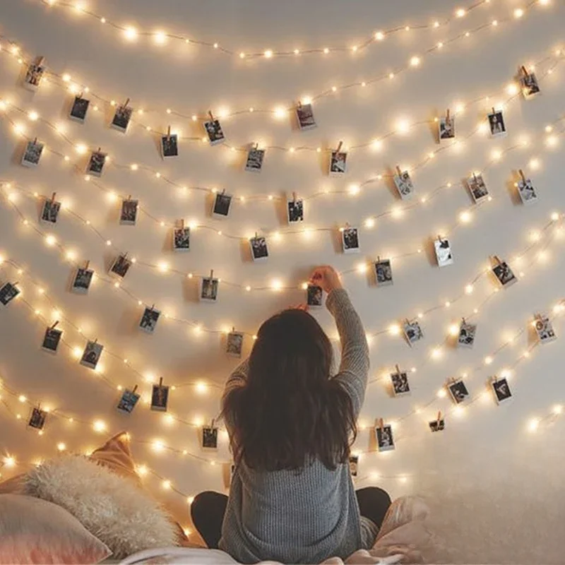 Photo Clips LED String Lights Battery Operated Garland Fairy Lights Decoration for Christmas Home
