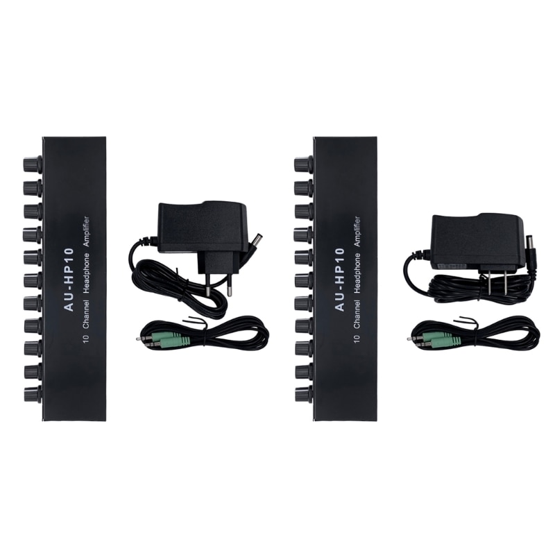 3.5mm Input 1 in 10 Out Channel Headphone Amplifier Distributor for Studio Stage Y9RF