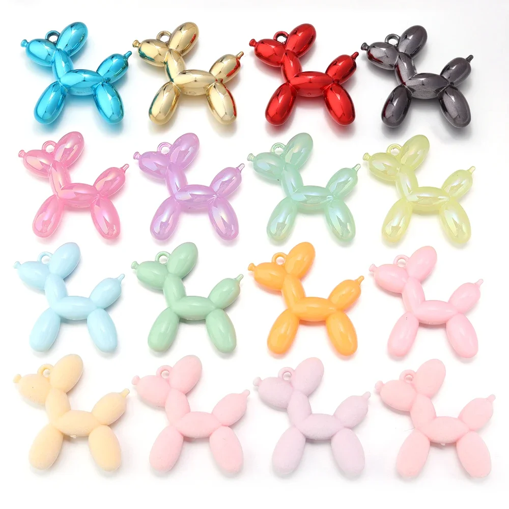 5 Pcs/Lot Acrylic Balloon Dog Charms Colorful Pendant Beads for Jewelry Making DIY Necklace Bracelet