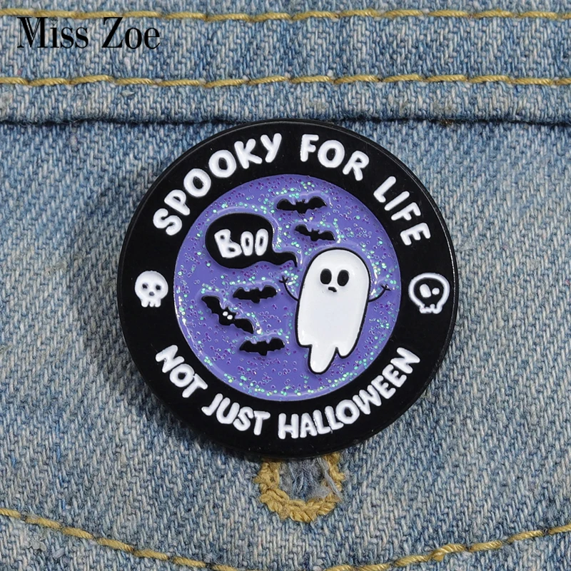 Boo Ghost Enamel Pins Custom Spooky For Life Not Just Halloween Brooches Lapel Badges Punk