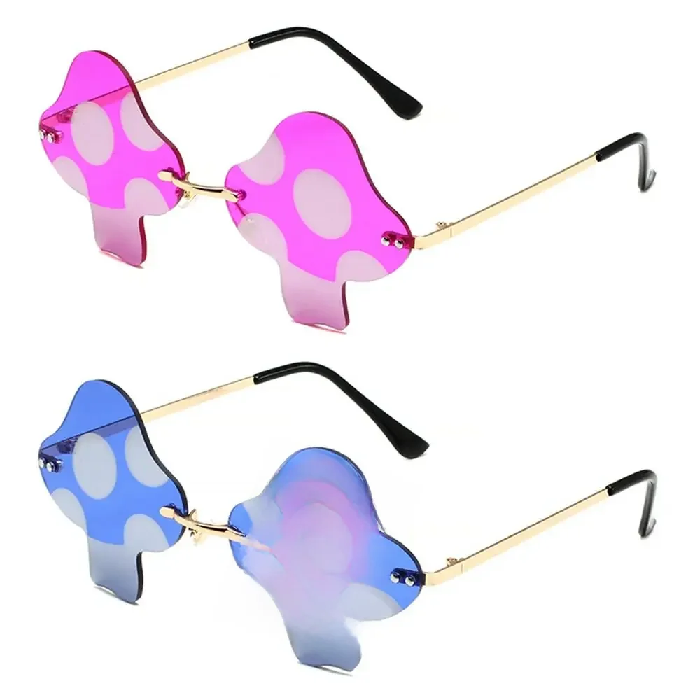 Mushroom Shape Sunglasses Irregular Rimless Sun Glasses Retro Trendy Fun Sunglasses for Women Men