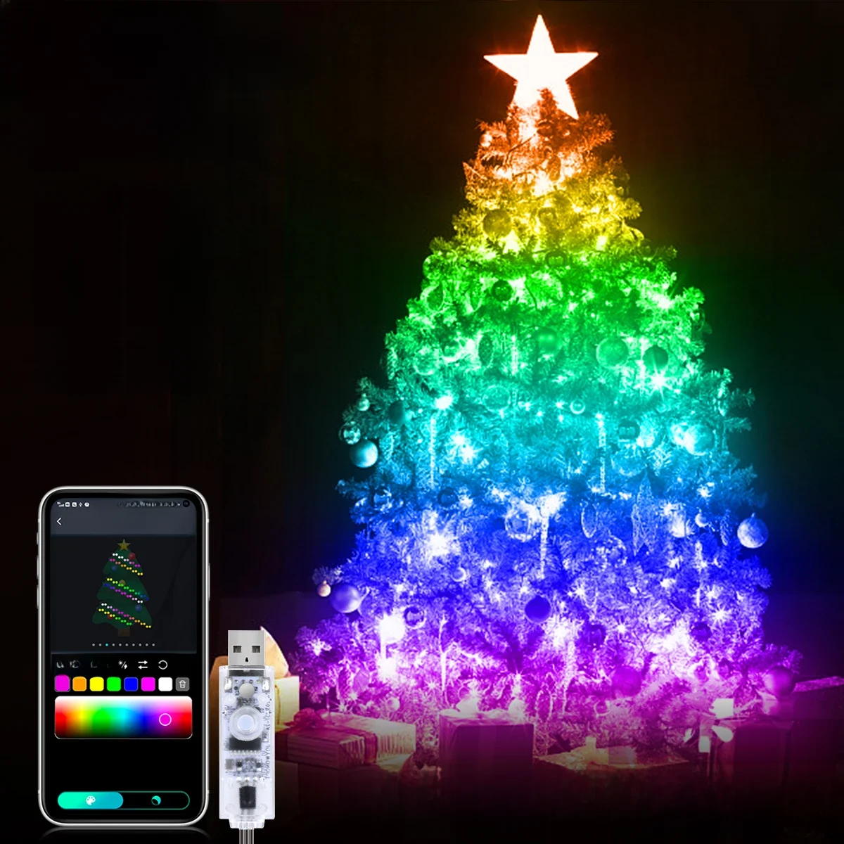 20M 10M 5M LED Christmas Lights Fairy String Light Smart Bluetooth Addressable Curtain Lights