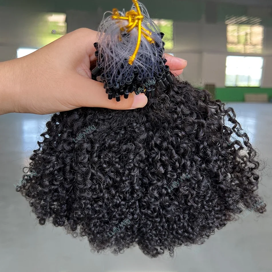 Micro Loop Human Hair Extensions 3c 4a Afro Kinky Curly Real Brazilian Remy MicroLinks Hair Bundles