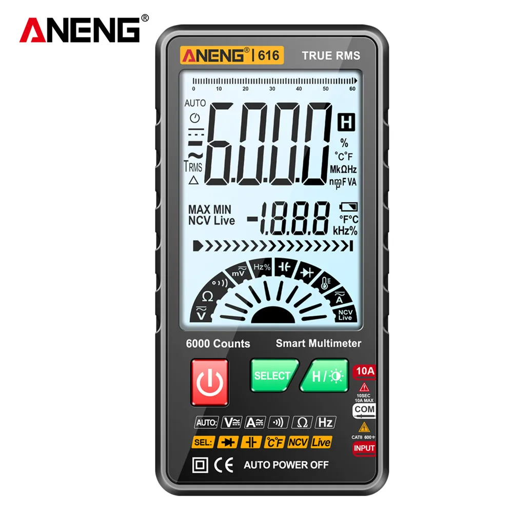 ANENG 616 Smart Multimeter 6000 Counts Digital AC/DC Voltage Meter Current Detector Capacimeter