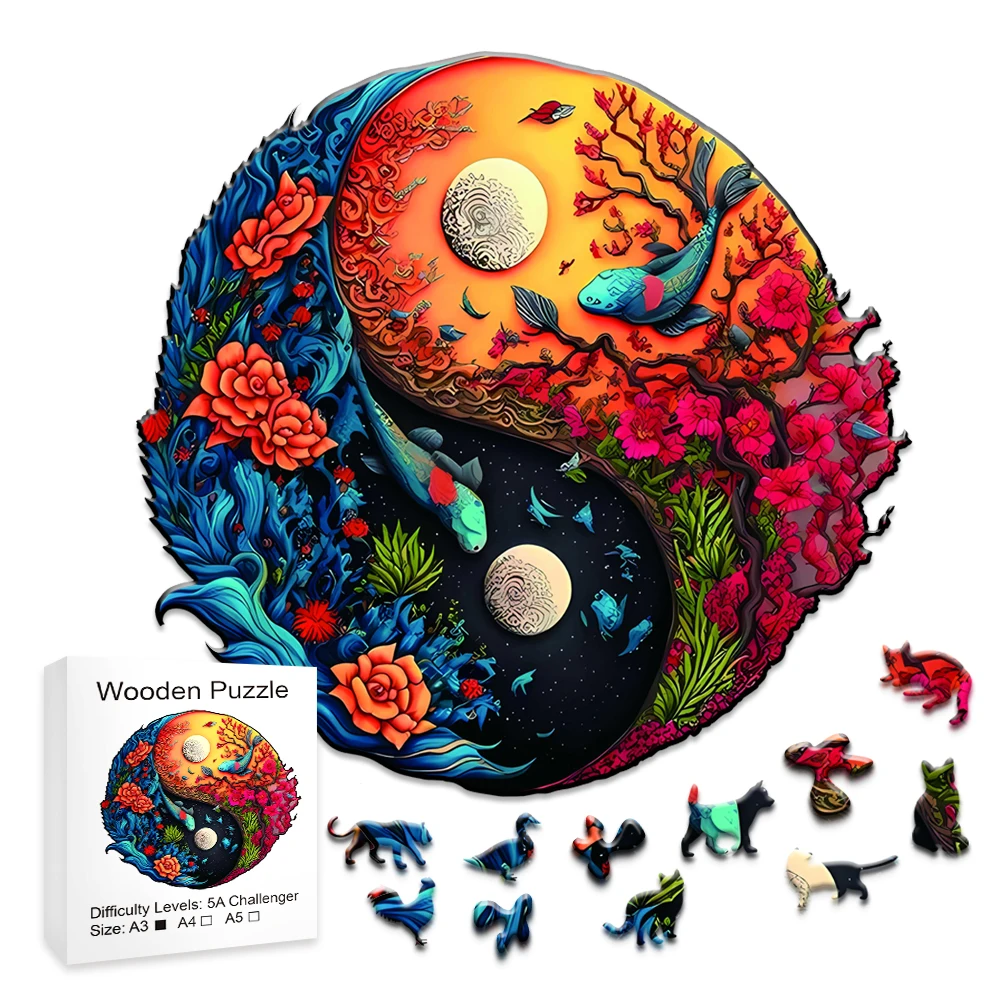 Unique Wooden Puzzle Mysterious Fish Puzzle Adult Gift Children's Education Puzzle Wonderful