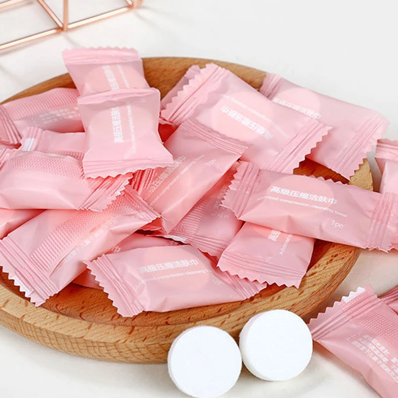 50pcs Compressed Towel Travel Outdoor Cotton Non-woven Towel Disposable Face Towel Tablet Cloth