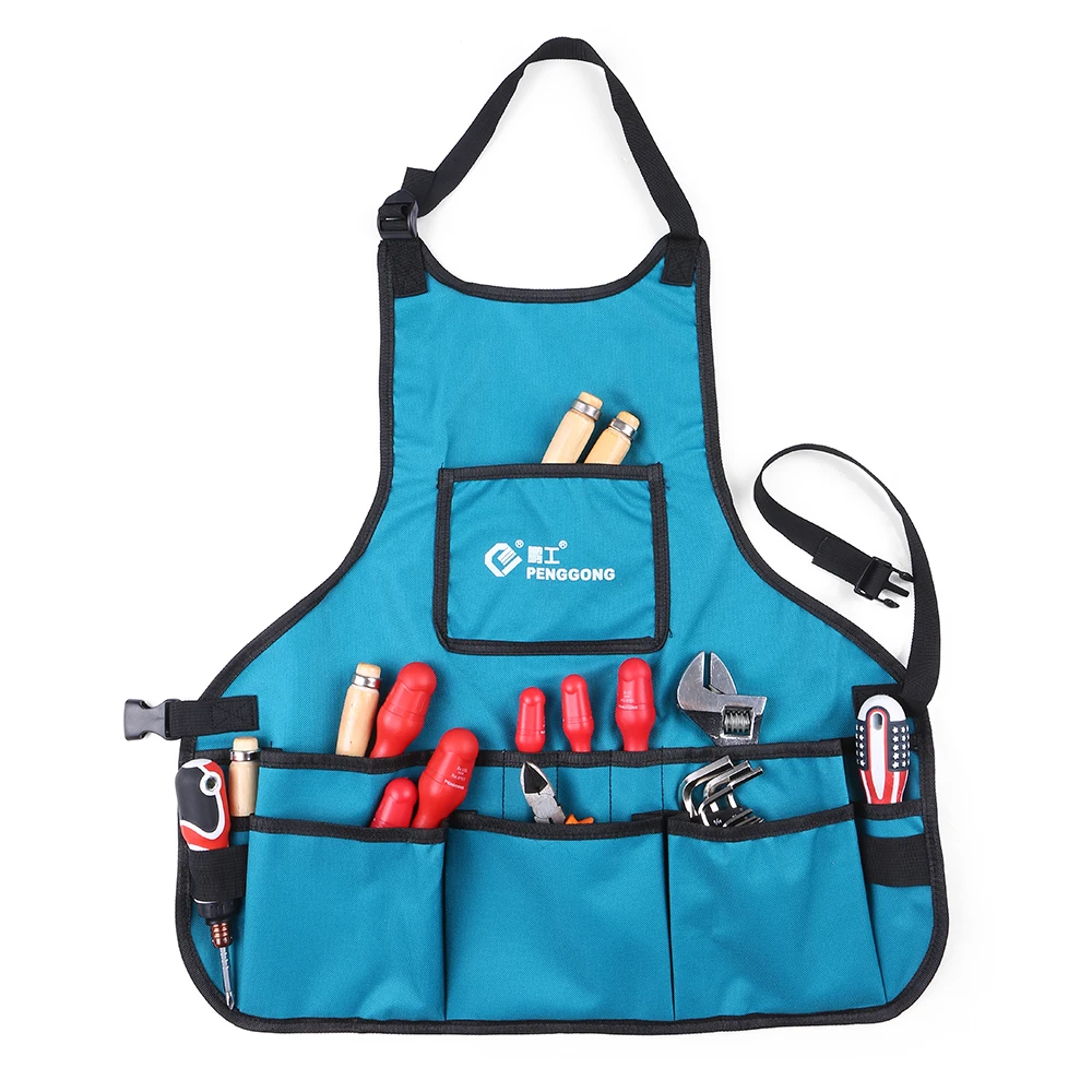 PENGGONG Waterproof Canvas Gardening Tool Apron Tools Bag with Pockets Adjustable Size Fits Men and