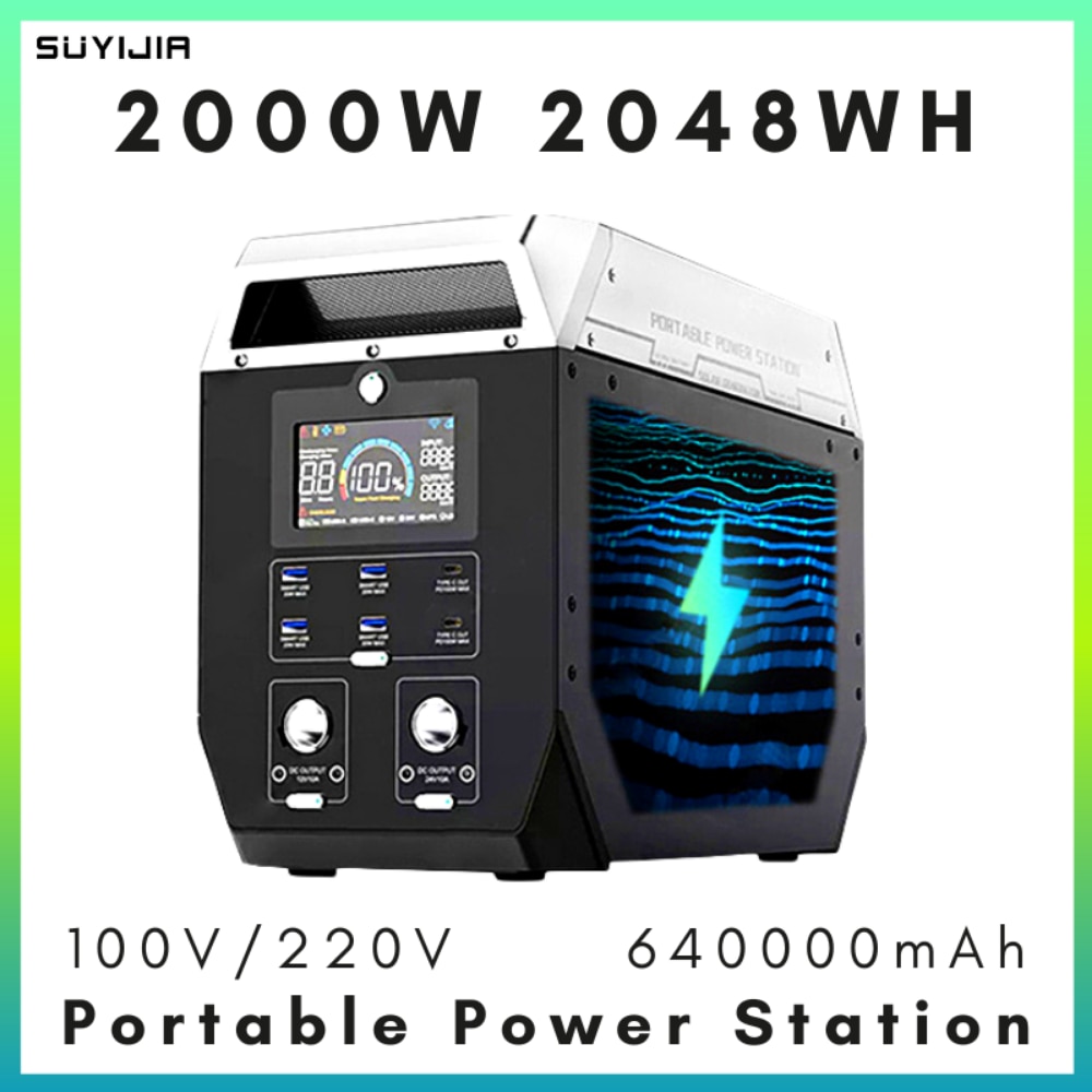 2000W Portable Power Station 640000mAh 300W 500W 1000W 2048Wh Powerful Power Bank Large Capacity Secondary Battery For Camping