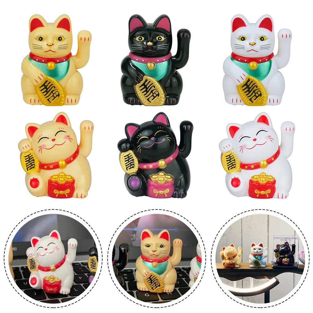 1pcs Solar Powered Maneki Neko Waving Arm Beckoning Fortune Cat Lucky Cat For Home Office And Car