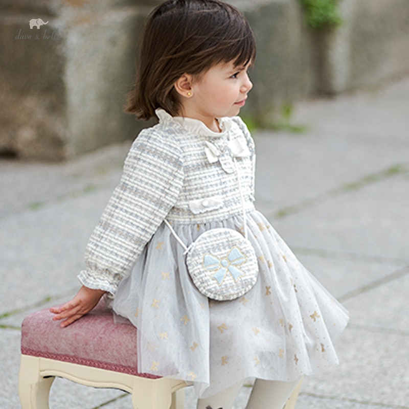 Dave Bella Girl's Dress Children's 2023 New Autumn Princess Dress Charm Sweet Classy Lovely Fashion Party Outdoor DB32