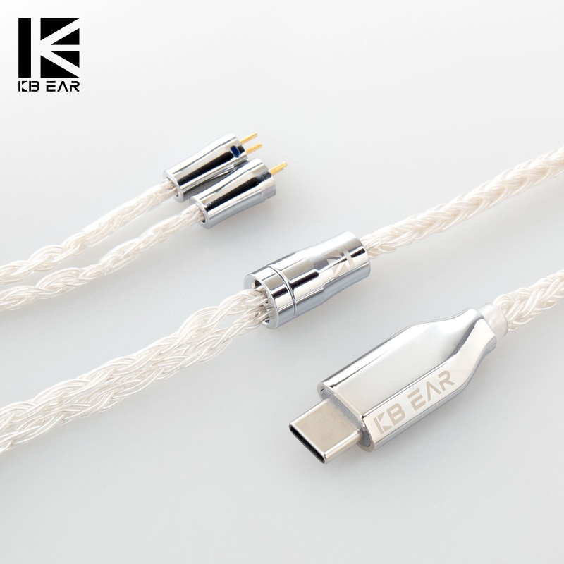 KBEAR T3 Plus HIFI 16-Core Decoding Earphone Audio Cable with Type-C To MMCX / 2PIN / TFZ Connector 4N Plated Silver Copper Wire