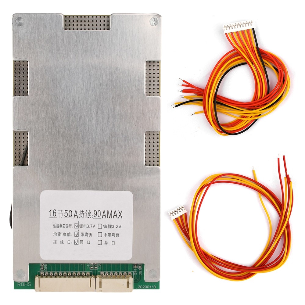 BMS 16S 60V 50A Lithium Battery Charger Protection Board 90A Peak Current With Balance Protection Board For Electric Bike