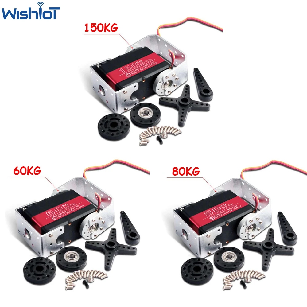 HV Robotic Servo 150kg 80kg 60kg Metal Gear Digital Servo Double-Shaft with U Mounting Bracket Metal
