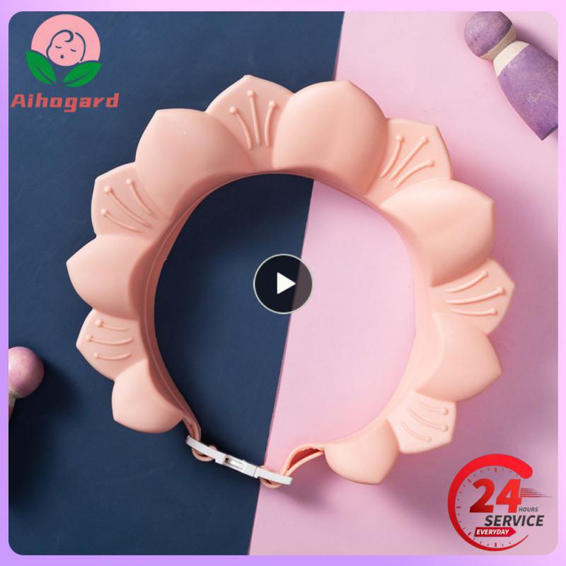 Hair Wash Hat Adjustable Silicone Infant Children Shower Cap Sunflower Shape Multi-purpose Eye Protection Earmuff Bath Caps