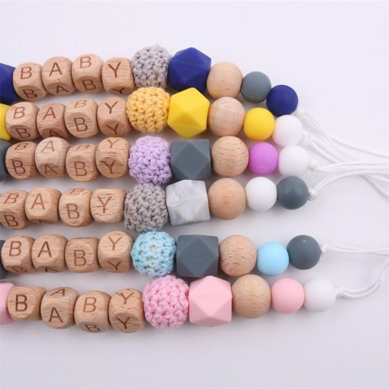 Bite Bag Toy Portable Mother Baby Products Beech Wood Anti-lost Rope New Pacifier Clip Soother Holder Pacifier Rope