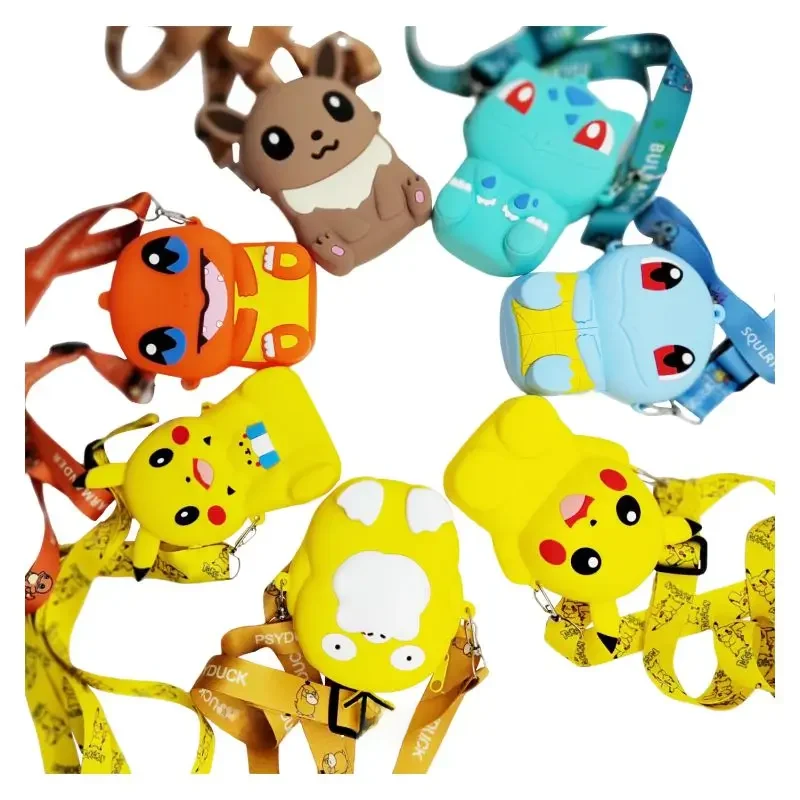 7 Models Pokemon Pikachu Silicone Coin Purse Cartoon Messenger Bag Cute Cartoon Anime Figure Girl