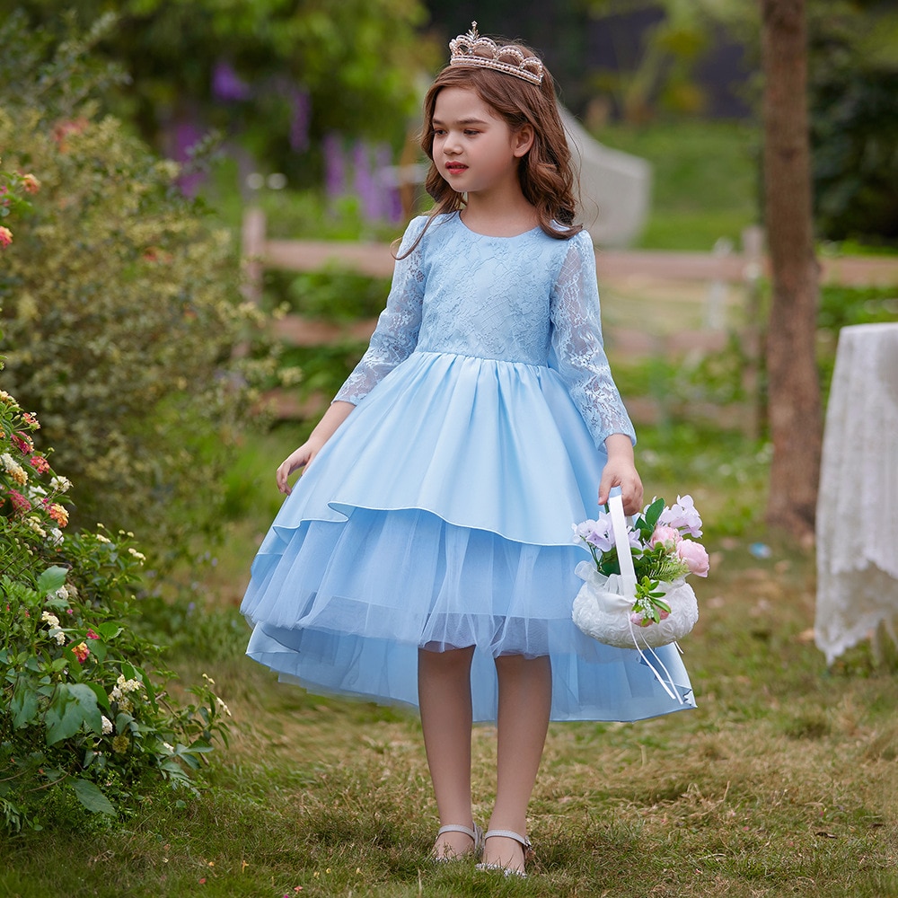 2023 Baby Girls Party Mermaid Dress Kids Elegant Lace Fishtail Dresses for Banquet Teenager Children's Day Performance Cost