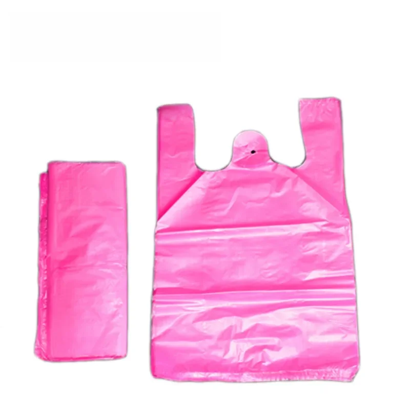 100pcs Plastic Bag Thicken with Handle Wedding Party Candy Gift Bag Supermarket Shopping Kitchen