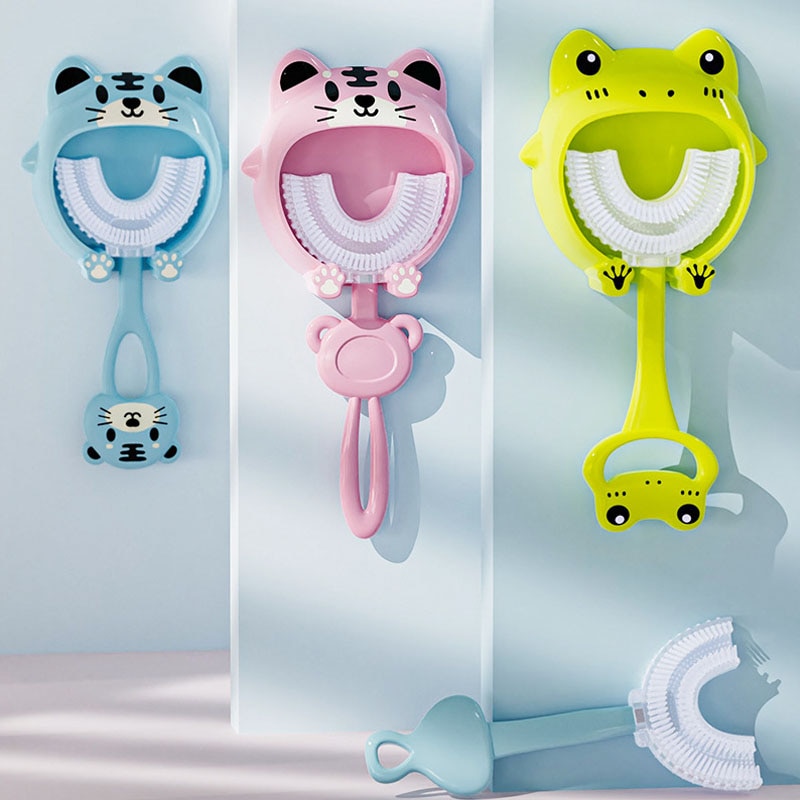 Baby Toothbrush Children 360 Degree U-shaped Children's Teeth Oral Care Cleaning Brush Soft Silicone Toothbrush Baby Items 