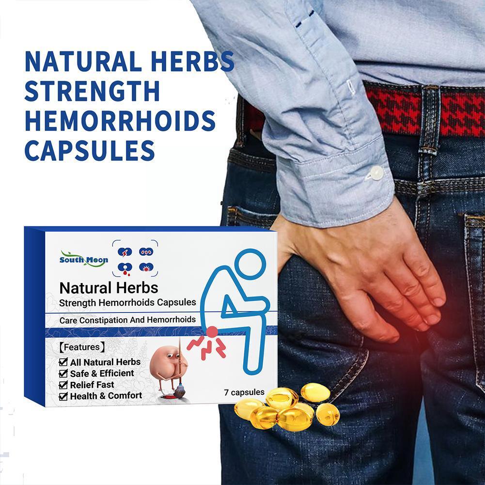 Natural Herbs Strength Hemorrhoids Capsules for Internal Hemorrhoids Piles External Anal Fissure Care Anus Sore Relief F9U0