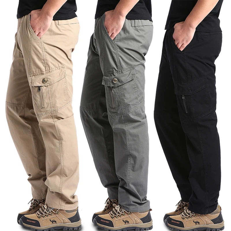 2023 High Quality Cotton Men's Cargo Pants Casual Loose Multi Pocket Military Pants Long Trousers
