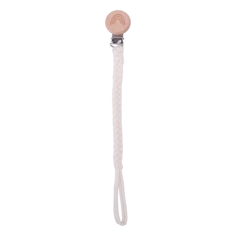 Rainbow Beech Wood Pacifier Clip Holder Cotton Chain Clips Teether Toy for Baby Chew Rattles Mobiles Newborn Nursing Accssories