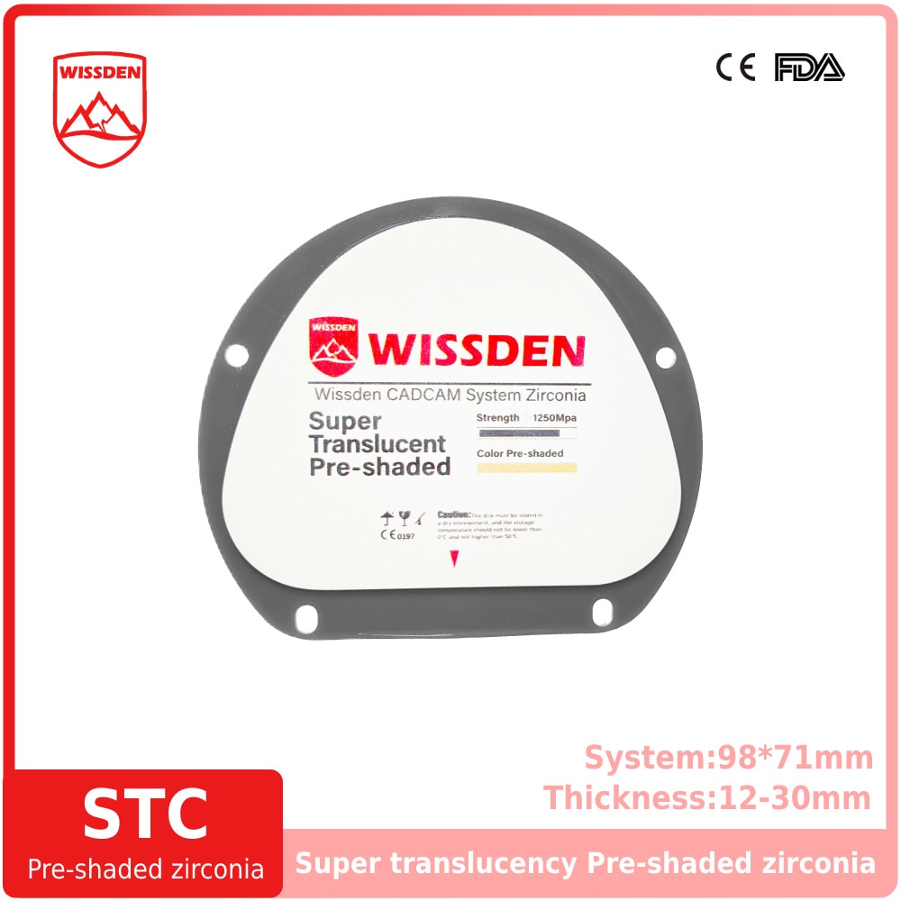 Wissden Pre-shaded Super Translucency Zirconia Dental Technician Supplies STC 71,12-30mm CAD/CAM System