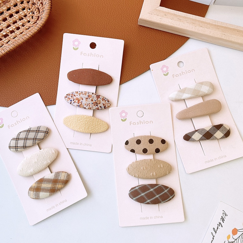 3pc Lovely Kid Girl Hair Headwear Retro European Simplicity Toddler Girl Hair Clip Milk Coffee Color Hair Pin Hair Accessories