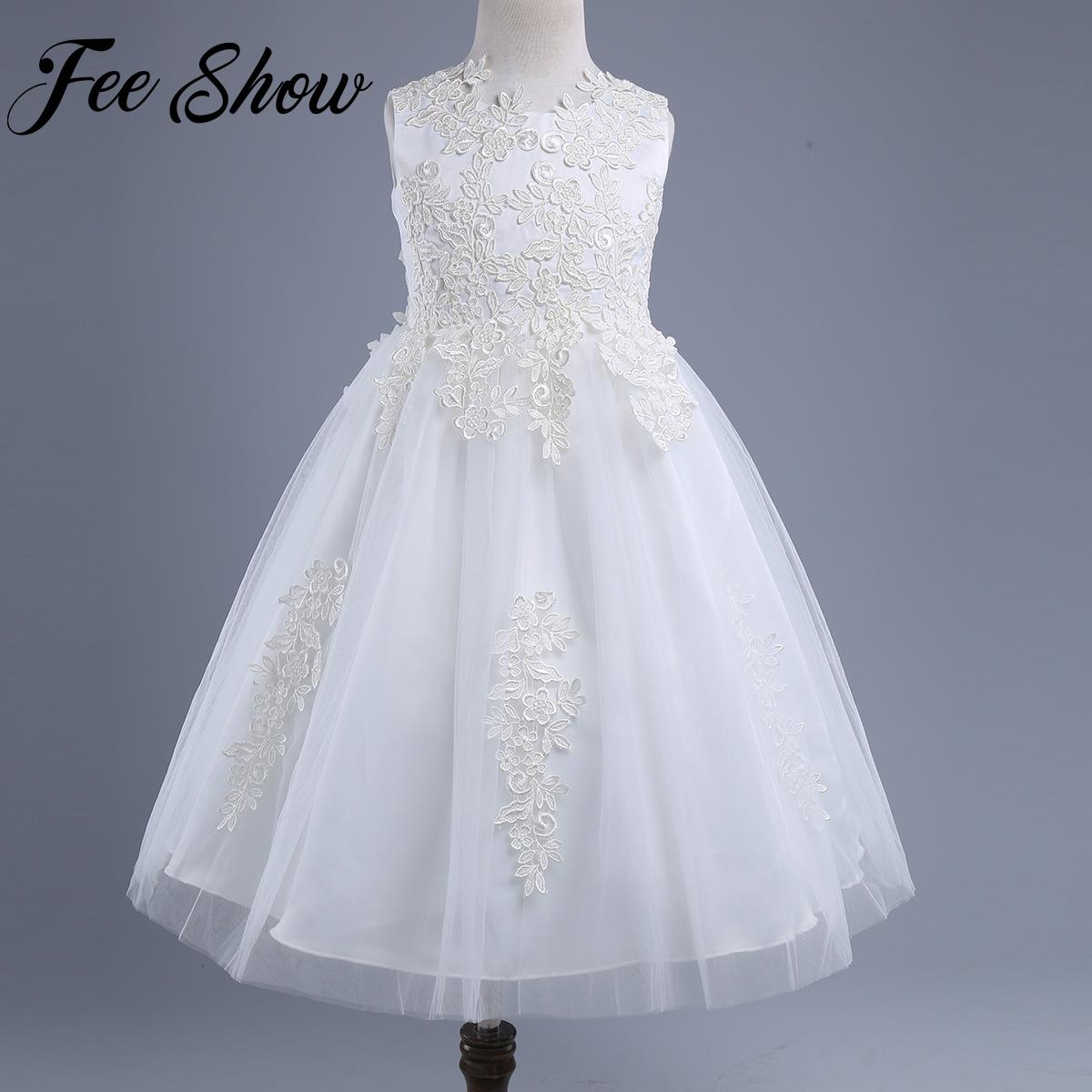 Cute Flower Girl Dresses for Wedding Princess Pageant Wedding Bridesmaid Birthday Party Dress White Tulle First Communion Gowns