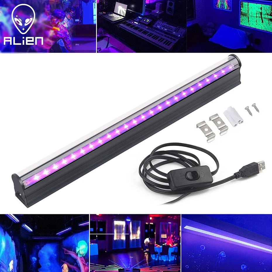 ALIEN LED Black Light 6W 395nm T5 UV Blacklight Bar for Fluorescent Tapestry Poster Body Paint Glow