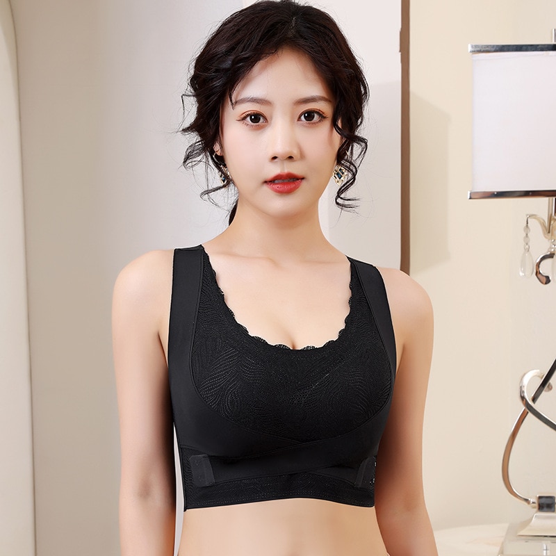 Sexy Wireless Bra for Women Posture Corrector Seamless Push Up Shockproof Sports Support Fitness Vest Underwear Back Bralette