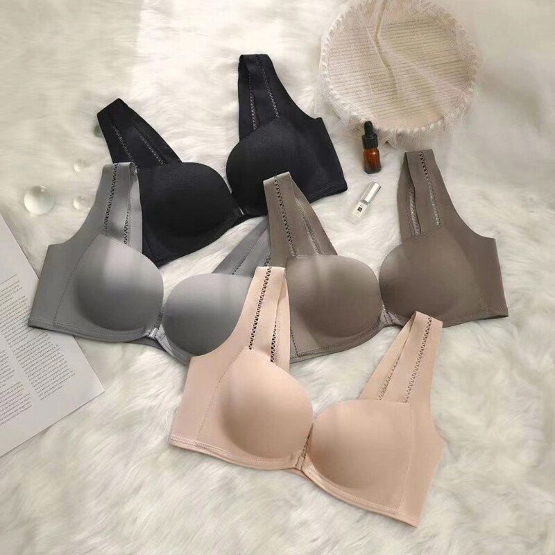 Women Push Up Bras Sexy Underwear Seamless Wireless Lingerie Wide Straps Front Closure Brassiere Intimates Thin топ женский