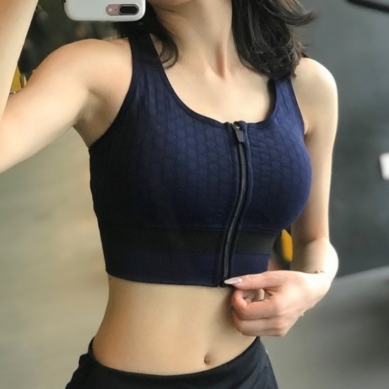 Front Zipper Women Bra Shockproof Running Sports Bra Quick Drying Gather Up Push Ups Comfortable Breathable Bra Brasier Mujeres