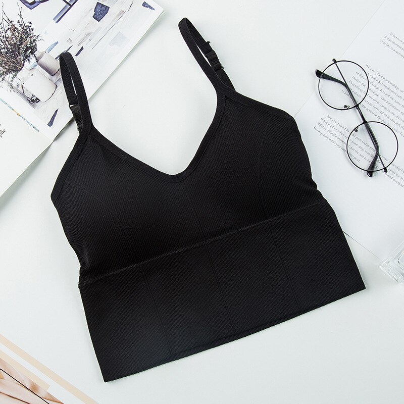 Ladies Tube Tops Sexy Crop Top Knitted Underwear Backless Camisoles Sports Bra Female Brassiere Tops with Built In Bras Bralette