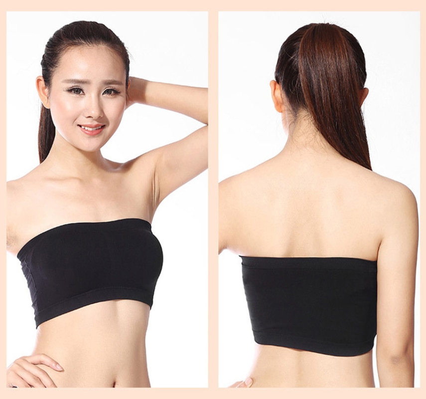 Anti-glare Black and White Tube Top Double Into A Chest Pad Summer Strapless Bra Women's Underwear Wrap Chest