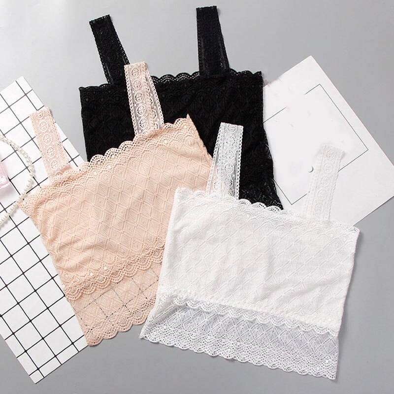 New Woman Lace Tank Tops Hollow Out Base Young Girls Bustier Bra Crop Seamless Bandeau Top Women Camis Wholesale Drop Shipping