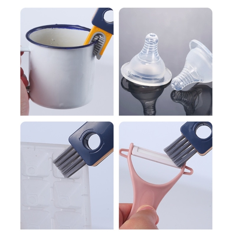 4 in 1 Multifunctional Cleaning Brush Cup Lid Cleaning Brush Multipurpose Cleaning Brush Tiny Bottle Cup Lid Detail