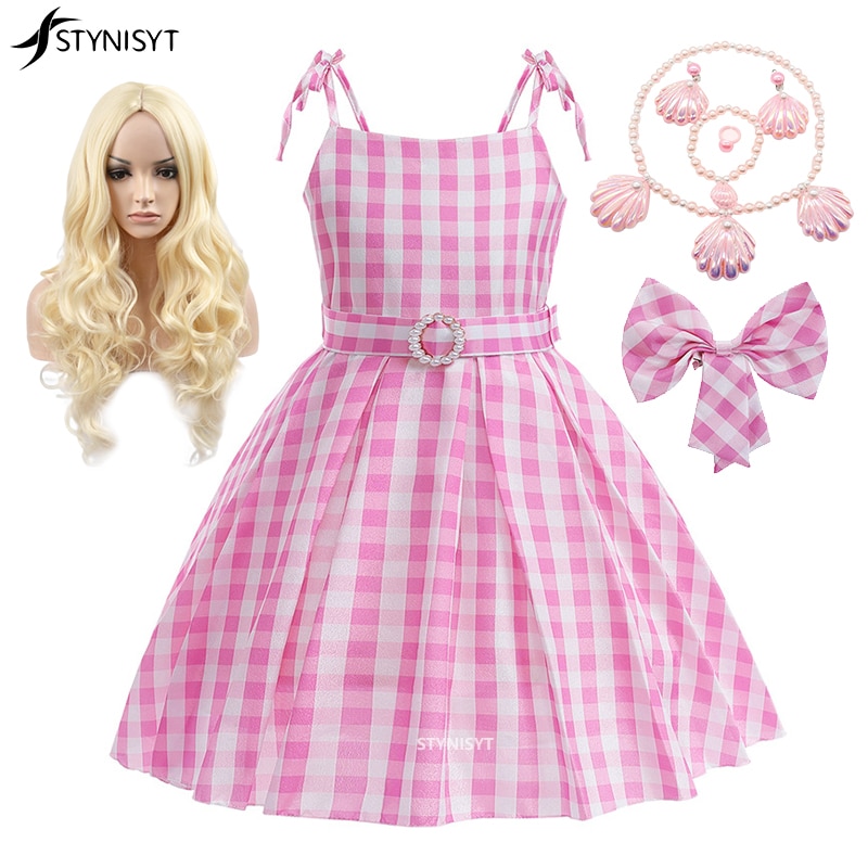 High Quality 2023 Movie Uniform Barbi Cosplay Costumes Dress Hawaiian Halloween Carnival Party Clothes Costumes Girls