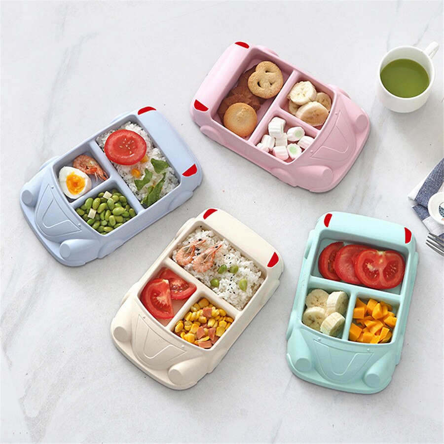 Ruiwjx Bamboo Fiber Children's Plate Separate Car Tableware Baby Feeding Sets Children Tableware Children Training Dinnerwa