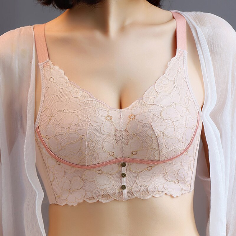 Women Large Size Underwear Thin Full Cup Push Up Correction Anti-Sagging Prevent Accessory Breast Plus Size Bra Lace Bra
